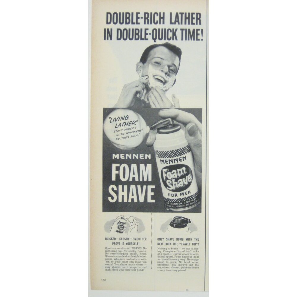 Vintage Mennen Foam Shave Ad For Men Print AD Grooming Bathroom Decor MCM